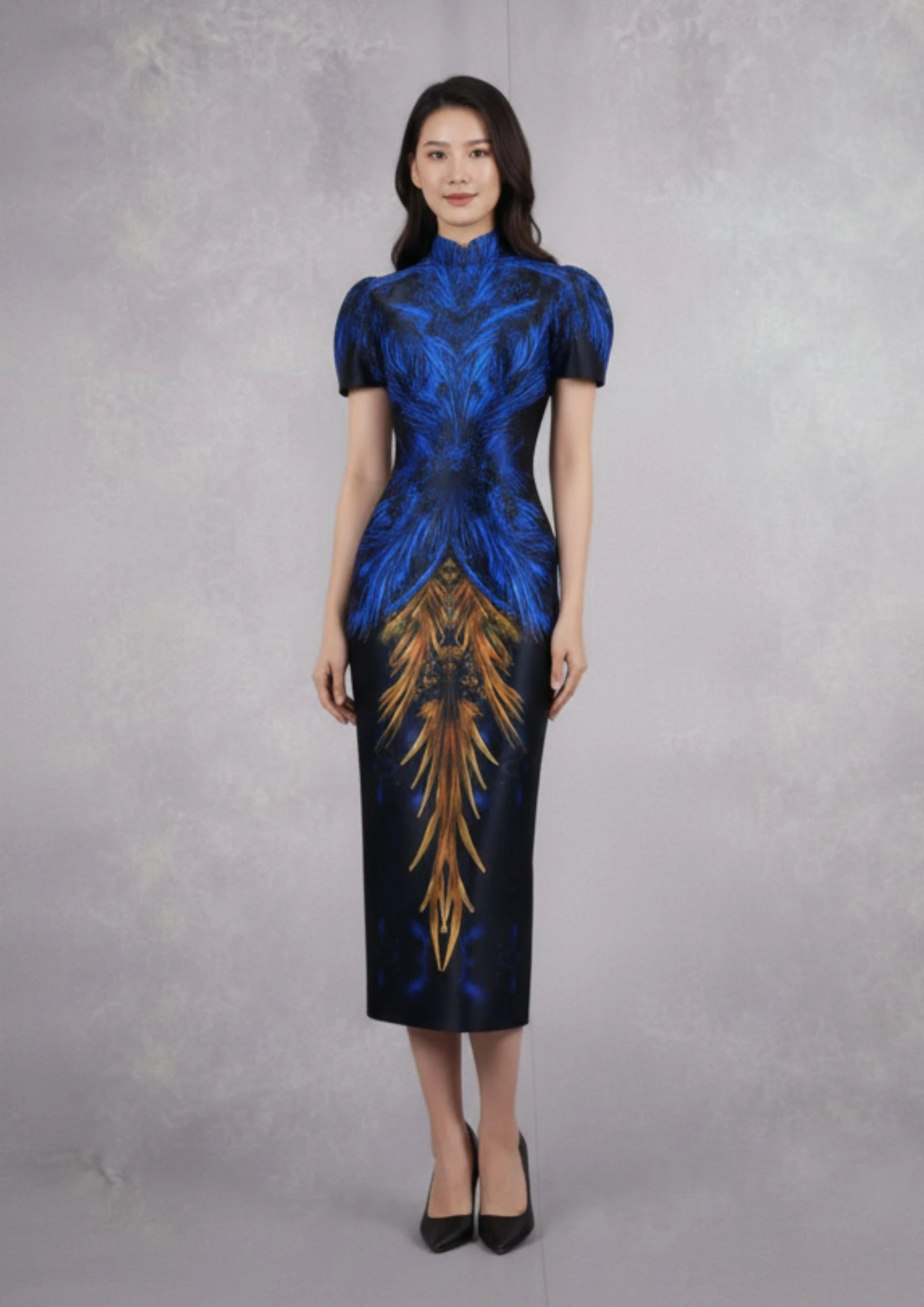 Blue and Yellow Printed dress