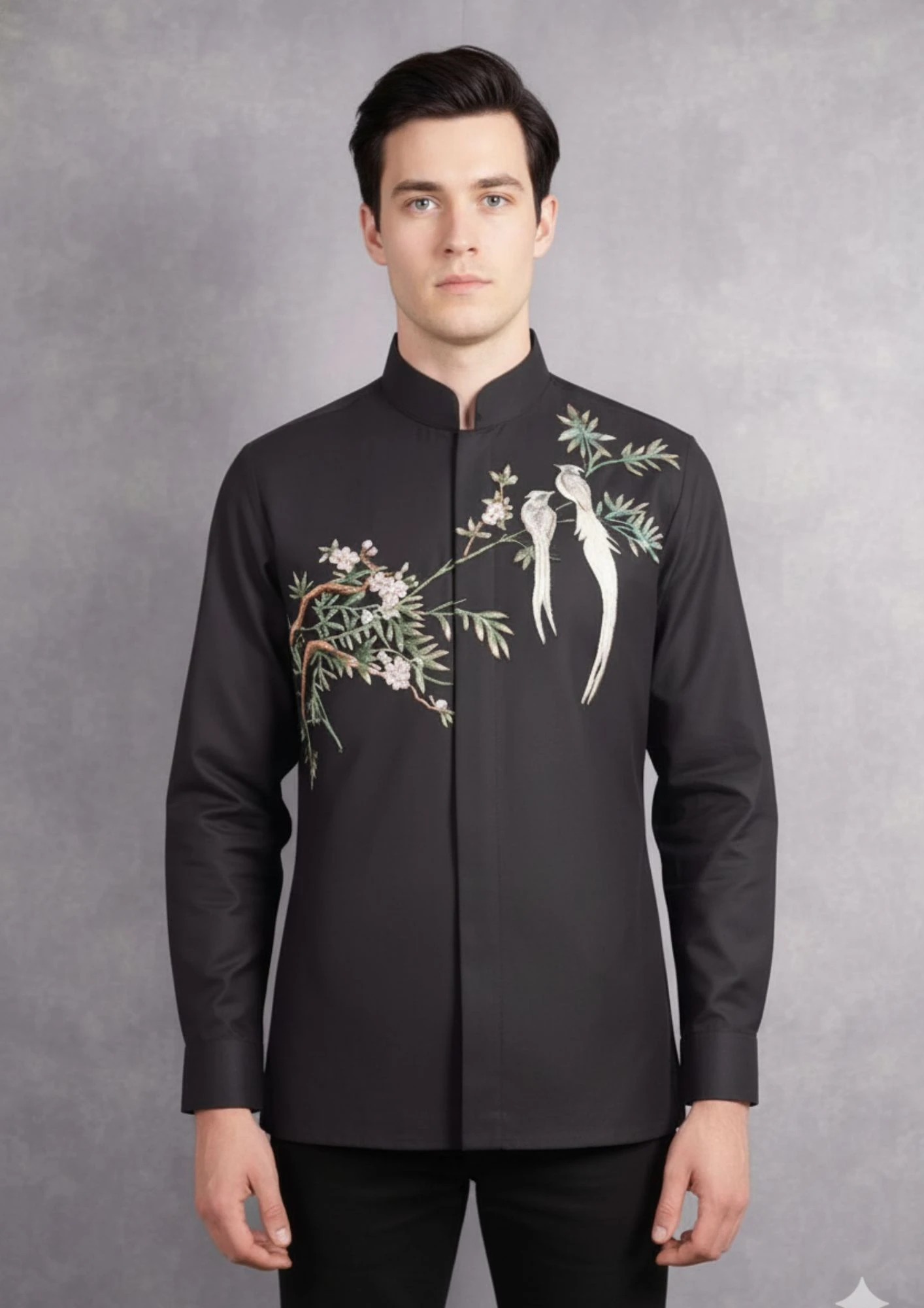Black Bird Embroidery Shirt