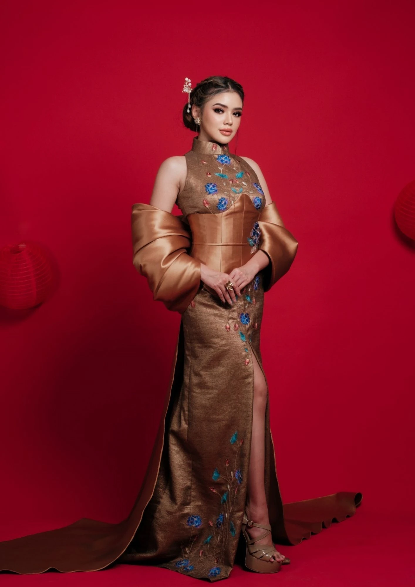 Bronze Floral Cheongsam